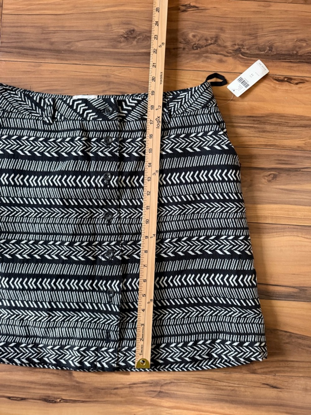 NWT Maeve Button-Front Black & White Patterned Mini Skirt - Picture 8 of 10